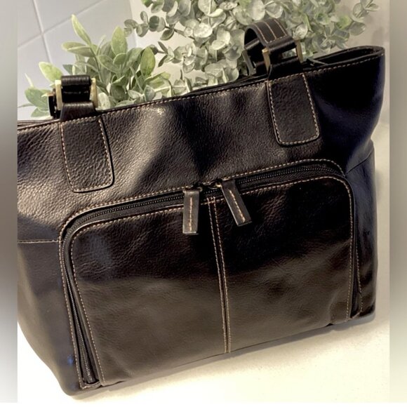 Giani Bernini Black Pebbled Leather Satchel Bag - Picture 2 of 10